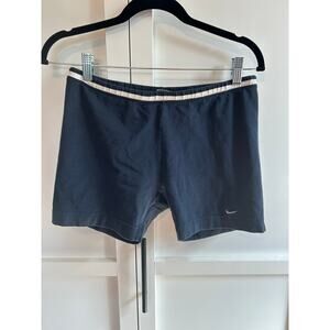 Vintage Nike Athletic Shorts Navy Blue Cotton Blend Large Womens